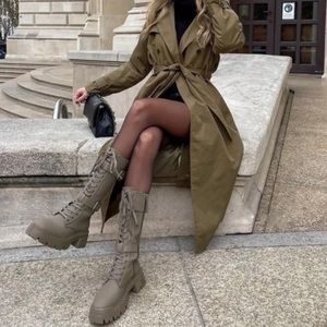 NWT ZARA Waxed finish laced boots